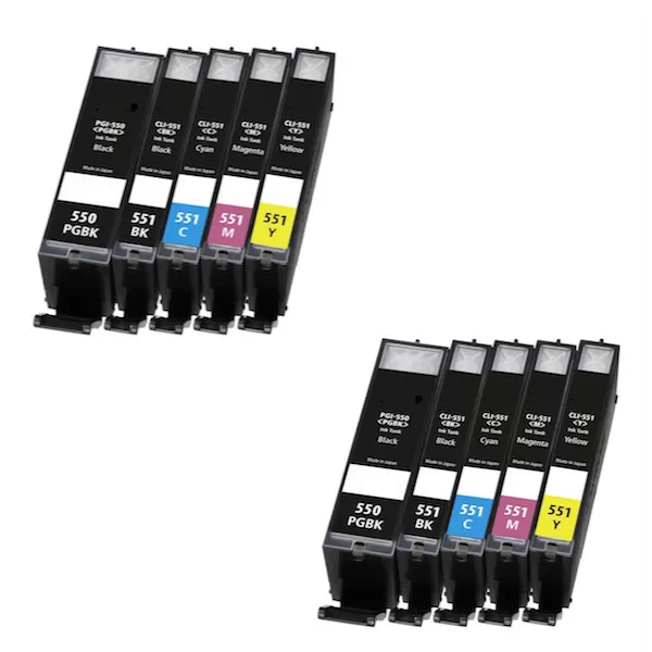 Pack 10 Cartuchos Tinta Canon PGI550XL / CLI551XL Compatibles